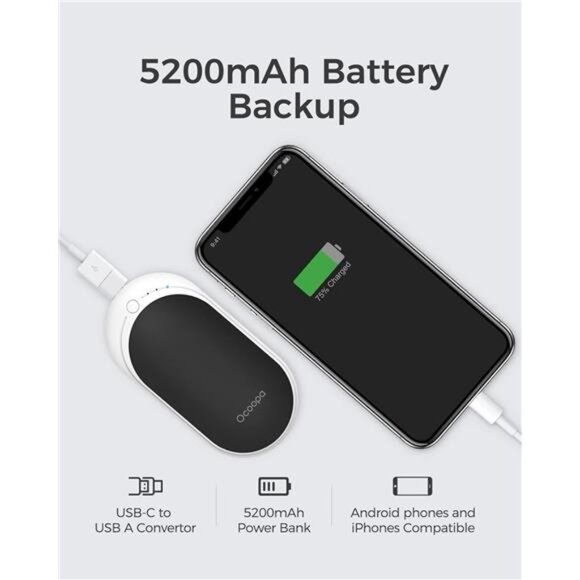 White Hand Warmers Rechargeable Electric Portable‎ Pocket Heater Heat Therapy - Picture 4 of 5